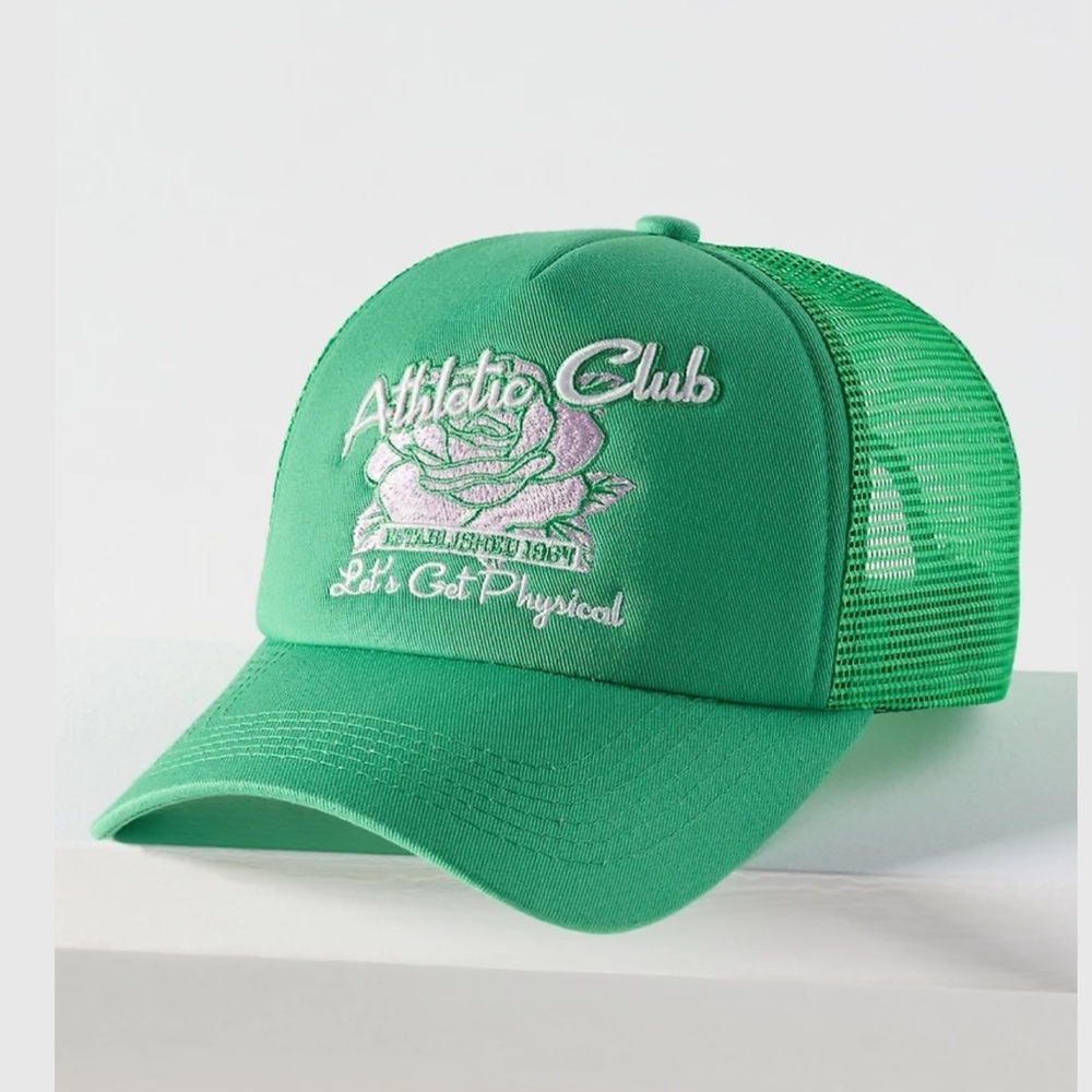 Anthropologie Green Athletic Club Trucker Hat--adult-unisex-New with tags green